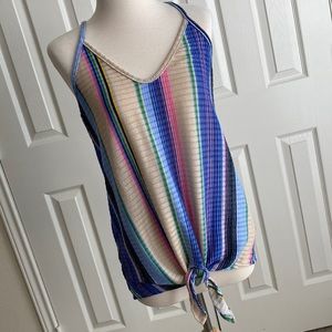 EUC White Birch Knit Striped Racerback Tank Top